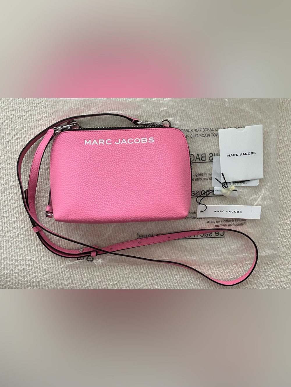 Marc Jacobs Pink Pebbled Leather Crossbody Camera Bag